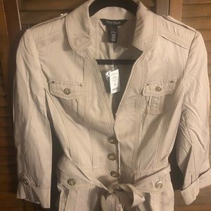 WHBM lightweight belted casual jacket biscotti NWT